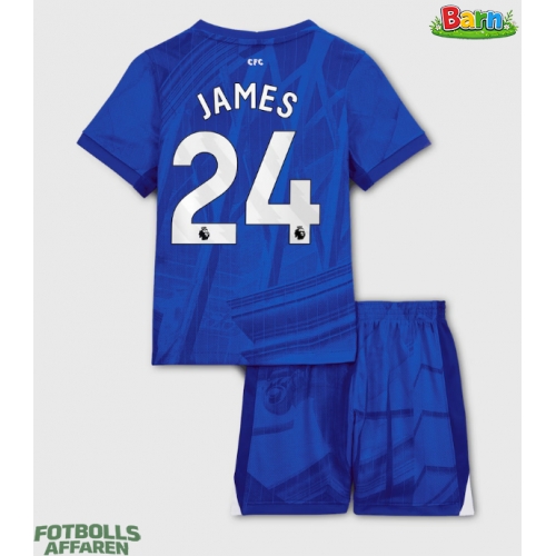 Chelsea Reece James #24 Hemmaställ Barn 2025-26 Kortärmad (+ Korta byxor)